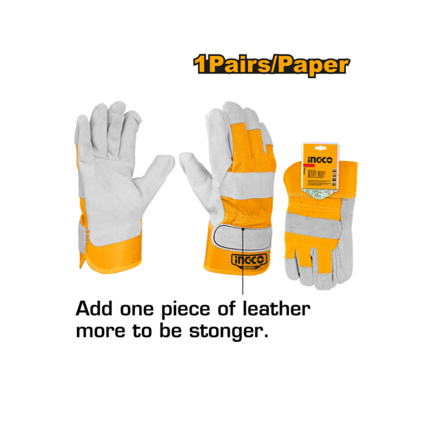 INGCO GLOVES LEATHER 10.5"