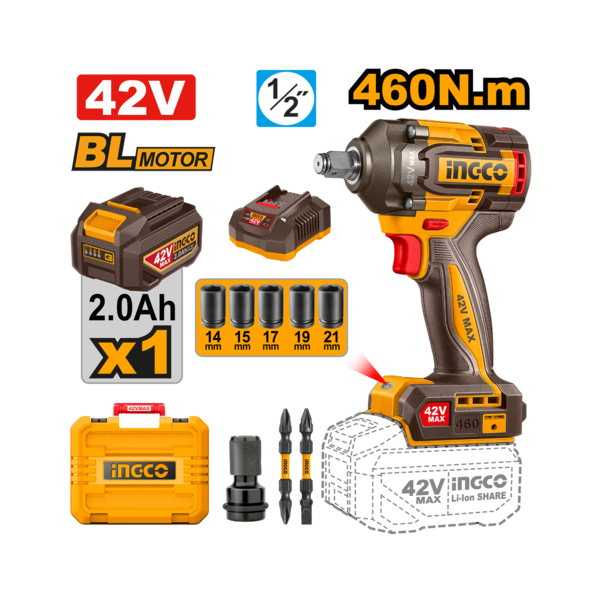 INGCO CORDLESS IMPACT WRENCH CIWLI42461