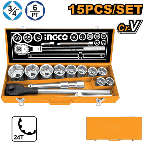 INGCO 15 PCS 3/4" SOCKET SET HKTS034151