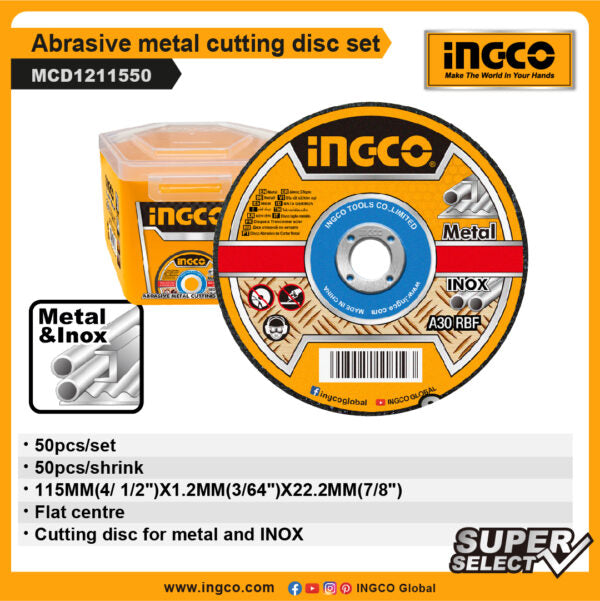 INGCO ABRASIVE METAL CUTTING DISC SET