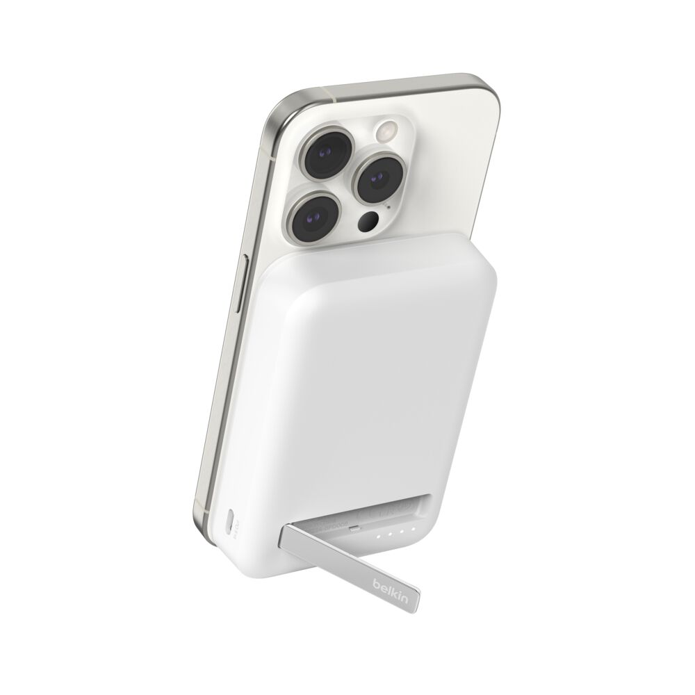 BELKIN BOOSTCHARGE QI2 MAGNETIC 15W WIRELESS POWER BANK 10K + STAND, FOR IPHONE 15/14/13/12 BPD008BTWH