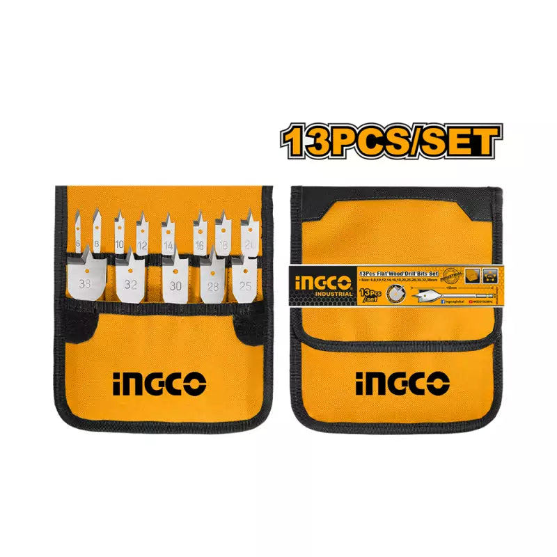 INGCO FLAT WOOD DRILL BITS SET OF 13 PCS
