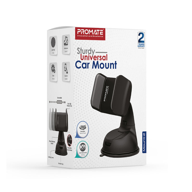 PROMATE MOUNT-2.BLACK Sturdy Universal Car Mount PRO-HOLDER-MOUNT-2.BLACK