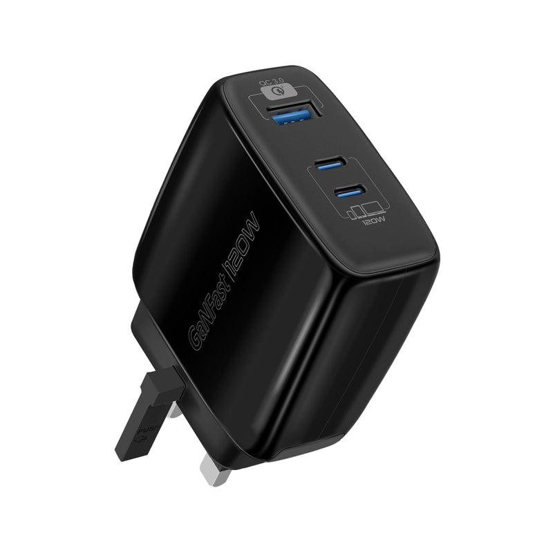 Promate 120W Super-speed GaNFast Charger with Power Delivery & Quick Charge 3.0 (POWERPORT-120.BLACK) PRO-CH-POWERPORT-120.BLACK