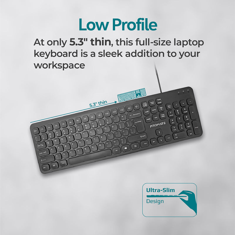 PROMATE EASYKEY-4 Ultra-Slim Quiet Key Wired Keyboard PRO-KB-EASYKEY-4.EN