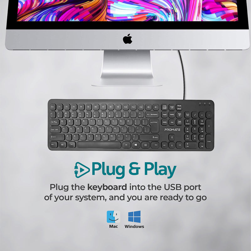 PROMATE EASYKEY-4 Ultra-Slim Quiet Key Wired Keyboard PRO-KB-EASYKEY-4.EN