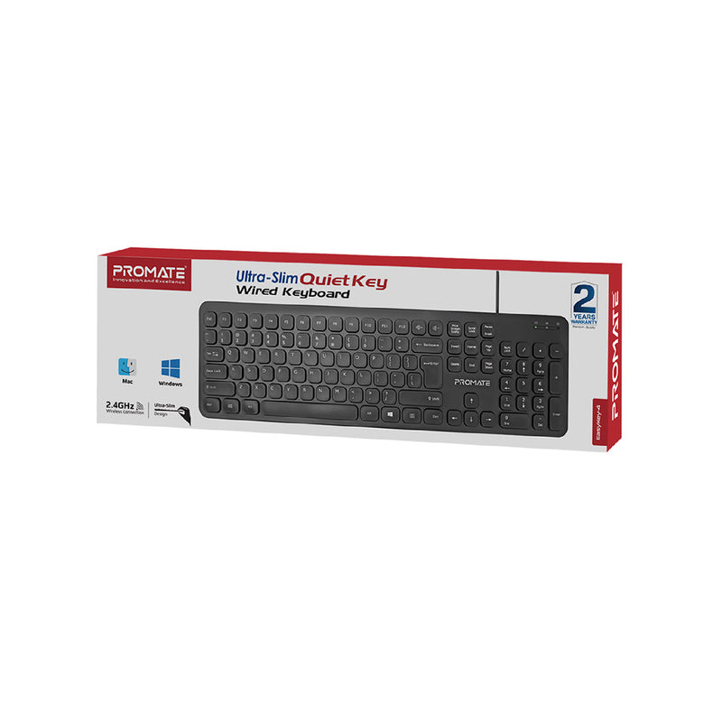 PROMATE EASYKEY-4 Ultra-Slim Quiet Key Wired Keyboard PRO-KB-EASYKEY-4.EN