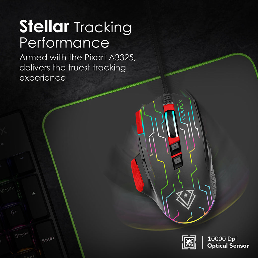 Vertux Superior Quick Performance Wired Gaming Mouse KRYPTONITE.RED PRO-MU-KRYPTONITE.RED
