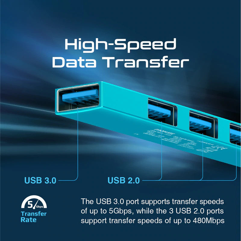 Promate 4-in-1 Multi-Port USB-C Data Hub Blue (LITEHUB-4.BLUE) PRO-HUB-LITEHUB-4.BLUE