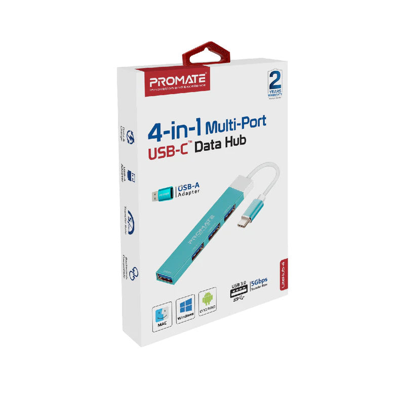 Promate 4-in-1 Multi-Port USB-C Data Hub Blue (LITEHUB-4.BLUE) PRO-HUB-LITEHUB-4.BLUE