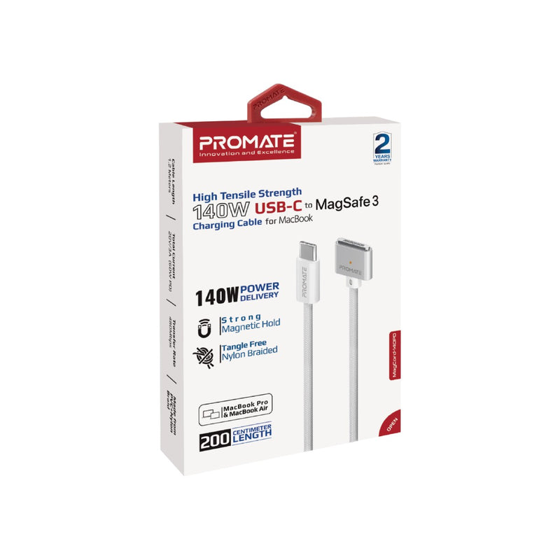 Promate High Tensile Strength 140W USB-C to MagSafe 3 Charging Cable for MacBook (MAGCORD-140PD) PRO-CABLE-MAGCORD-140PD