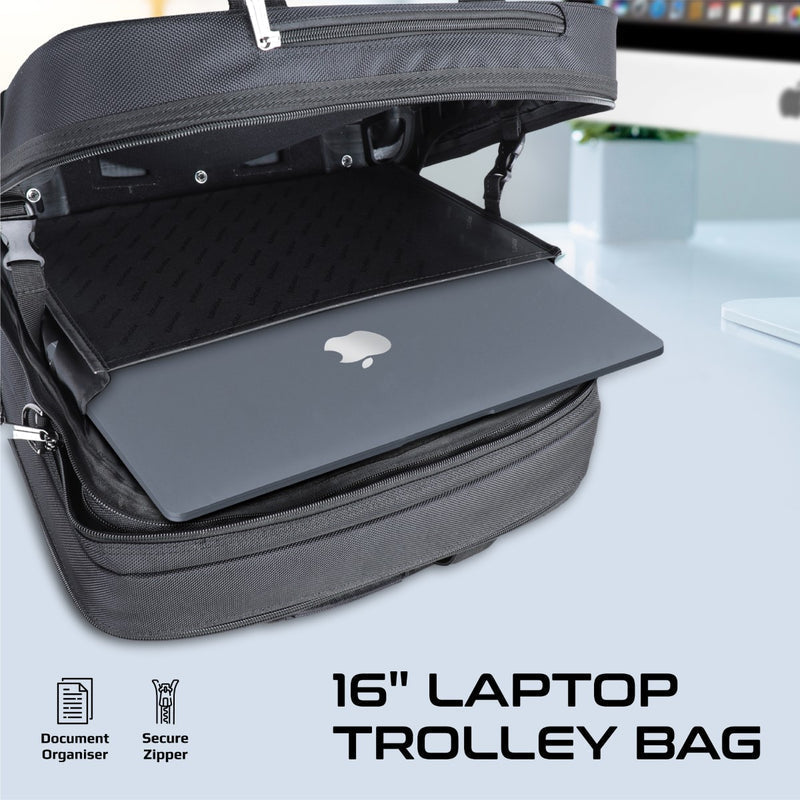 Promate PERSONA-TR Versatile Travel Trolley Bag for 16” Laptop with Multiple Compartments PRO-BG-PERSONA-TR