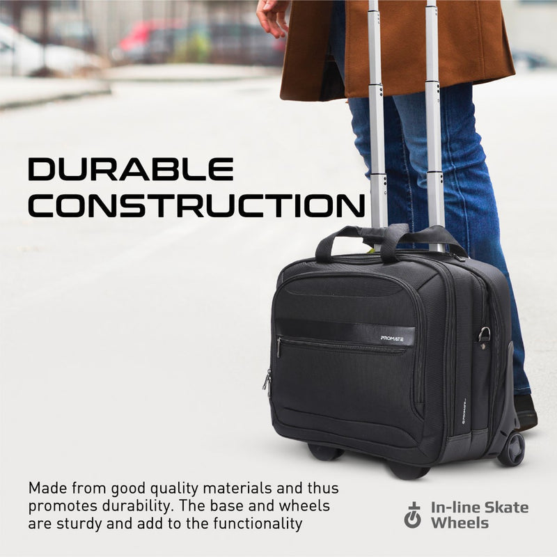 Promate PERSONA-TR Versatile Travel Trolley Bag for 16” Laptop with Multiple Compartments PRO-BG-PERSONA-TR