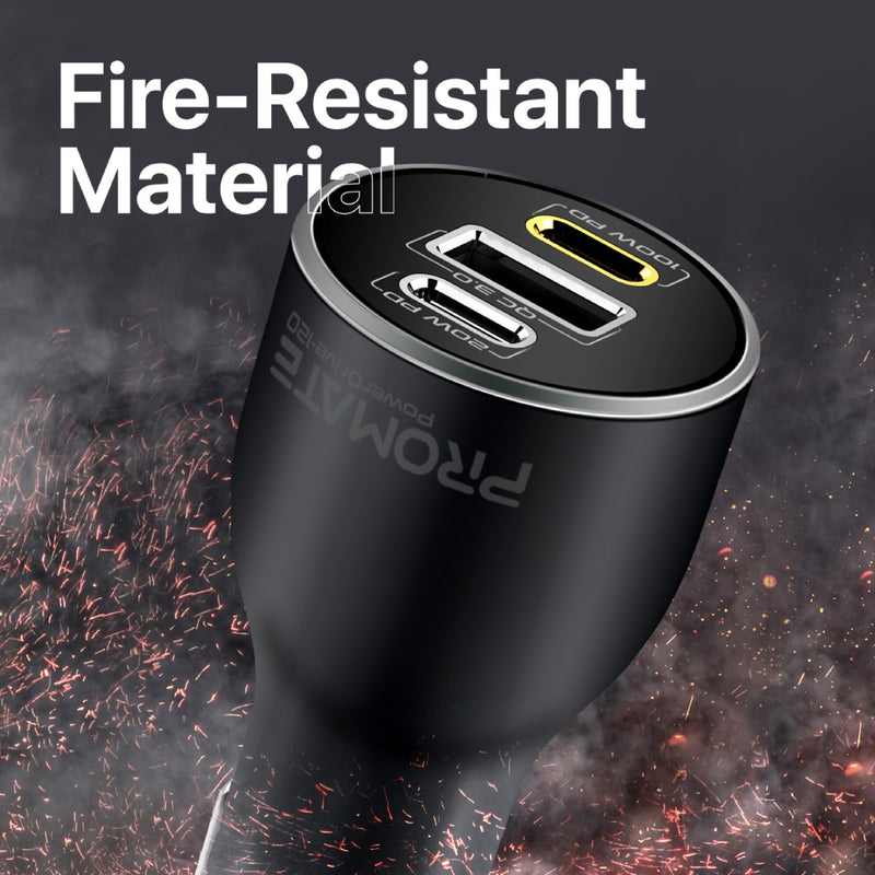 Promate 120W RapidCharge Car Charger with Dual Power Delivery and Quick Charge Ports POWERDRIVE-120 PRO-CC-POWERDRIVE-120