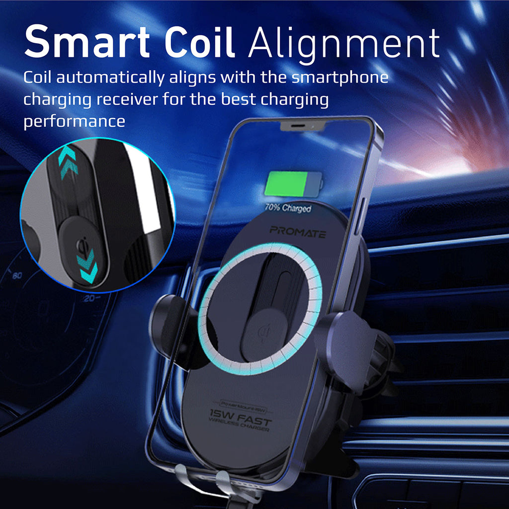 Promate 15W Smart Sensor Car Wireless Charger POWERMOUNT-15W PRO-CH-POWERMOUNT-15W