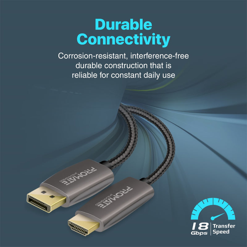 Promate 4K@60Hz High-Definition DisplayPort to HDMI Cable (ProLink-DP200) PRO-CABLE-ProLink-DP200