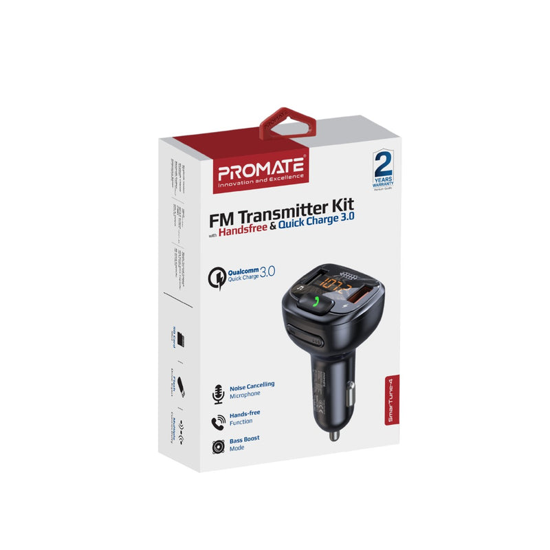 Promate Car FM Transmitter Kit with Handsfree & Quick Charge 3.0 (SMARTUNE-4) PRO-CAR-SMARTUNE-4
