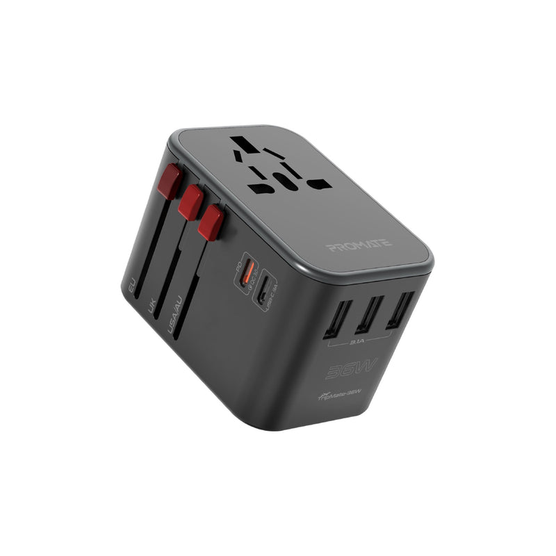 Promate Smart Charging Surge Protected Universal Travel Adapter (TripMate-36W) PRO-CH-TRIPMATE-36W