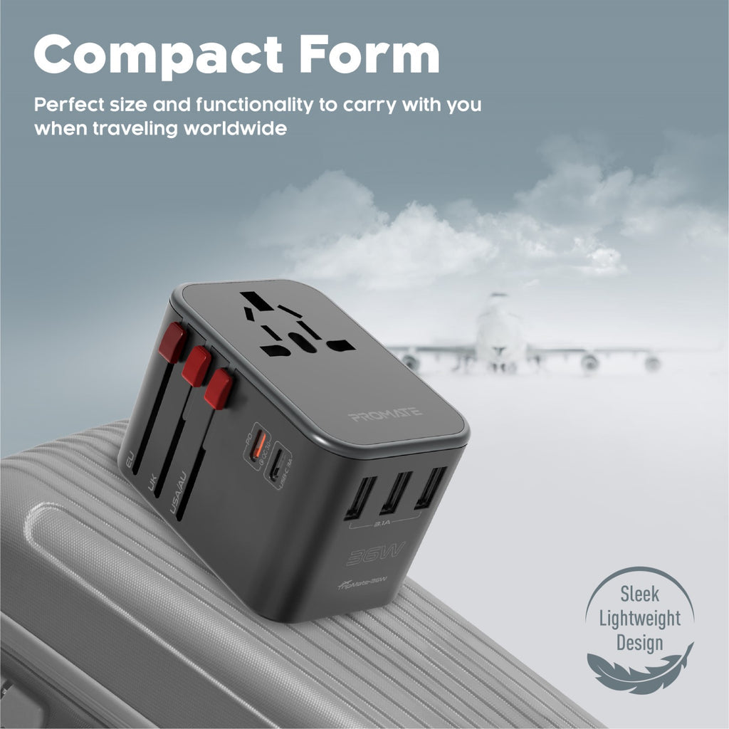 Promate Smart Charging Surge Protected Universal Travel Adapter (TripMate-36W) PRO-CH-TRIPMATE-36W
