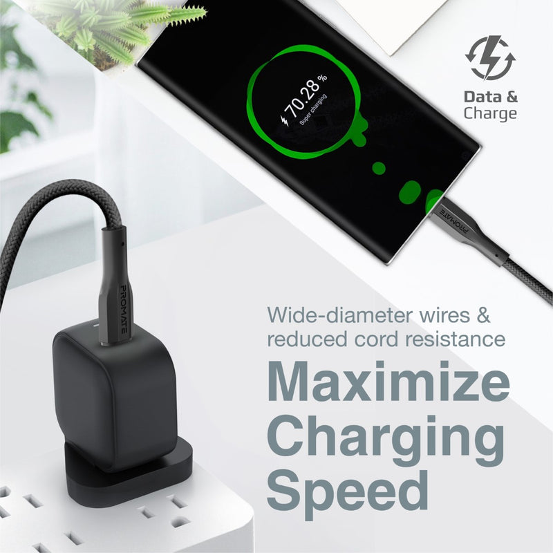 Promate High Tensile Strength Data & Charge USB-C Cable (XCORD-CC.BLACK) PRO-CABLE-XCORD-CC.BLACK