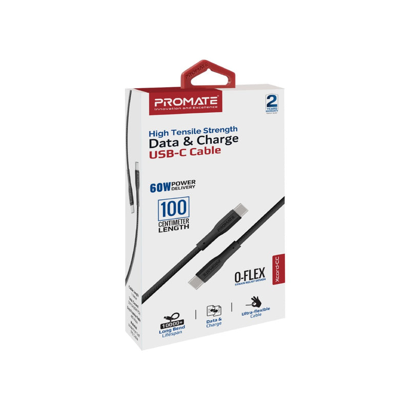 Promate High Tensile Strength Data & Charge USB-C Cable (XCORD-CC.BLACK) PRO-CABLE-XCORD-CC.BLACK