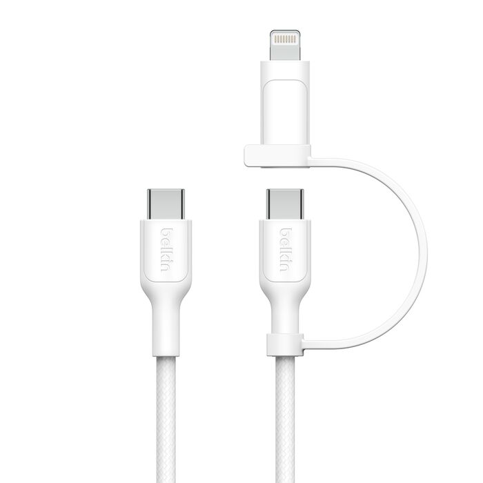 Belkin Booscharge 2in1 USB-C to USB-C Braided Cable with Lighting Adapter, 1.5M CAC003HQ1.5MWH