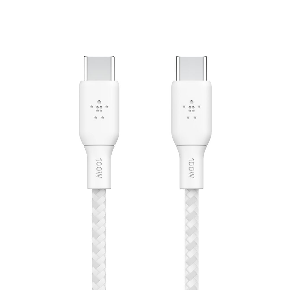 BELKIN BRAIDED USBC-C 2.0 100W CABLE 2M, WHITE CAB014BT2MWH