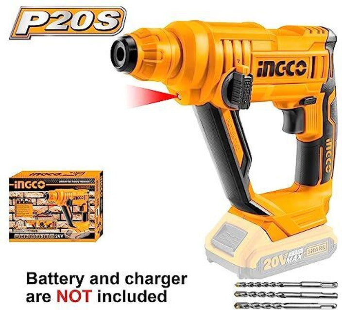 INGCO ROTARY HAMMER CORDLESS 1 BAT 2.0 AMP + CHARGER