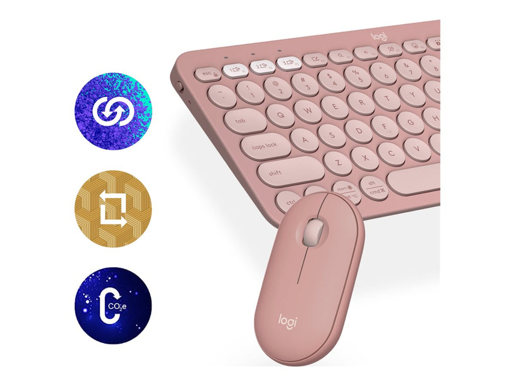 Logitech Pebble 2 Bluetooth Keyboard and Mouse Combo - Tonal Rose - US INT'L