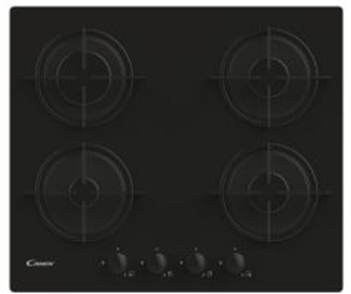 Candy 60cm 4 Burner Gas Hob on Black Glass CVW6BB-MAR
