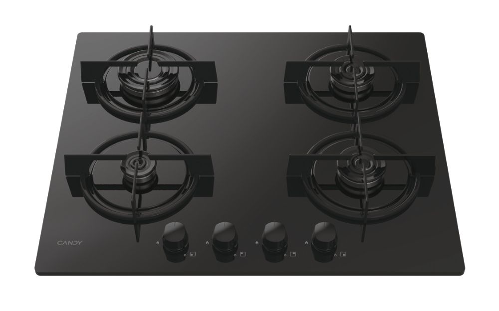 Candy 60cm 4 Burner Gas Hob on Black Glass CVW6BB-MAR