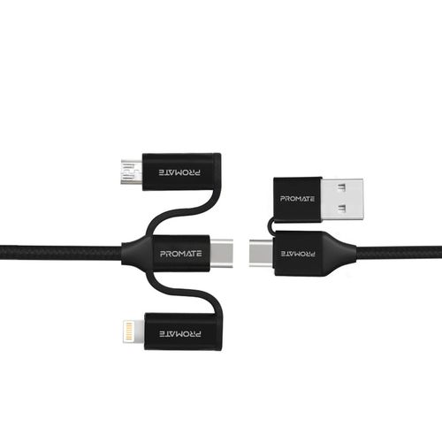 Promate 6-in-1 Hybrid Multi-Connector cable for Charging & Data Transfer (PentaPower.BLACK) PRO-CABLE-PentaPower.BLACK