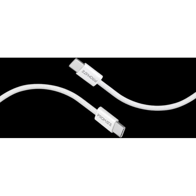 Promate Ultra-Fast 60W Power Delivery USB-C cable (ECOLINE-CC200.WHITE) PRO-CH-ECOLINE-CC200.WHITE