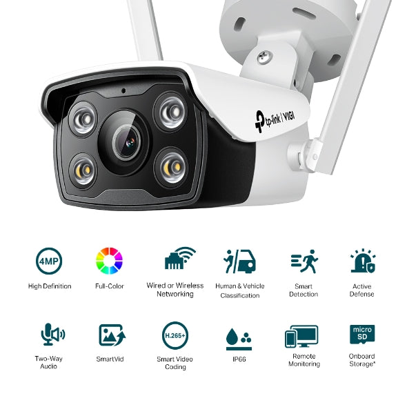 TP-Link 4MP Outdoor Full-Color Bullet Network Camera VIGI C340 4mm (UN)