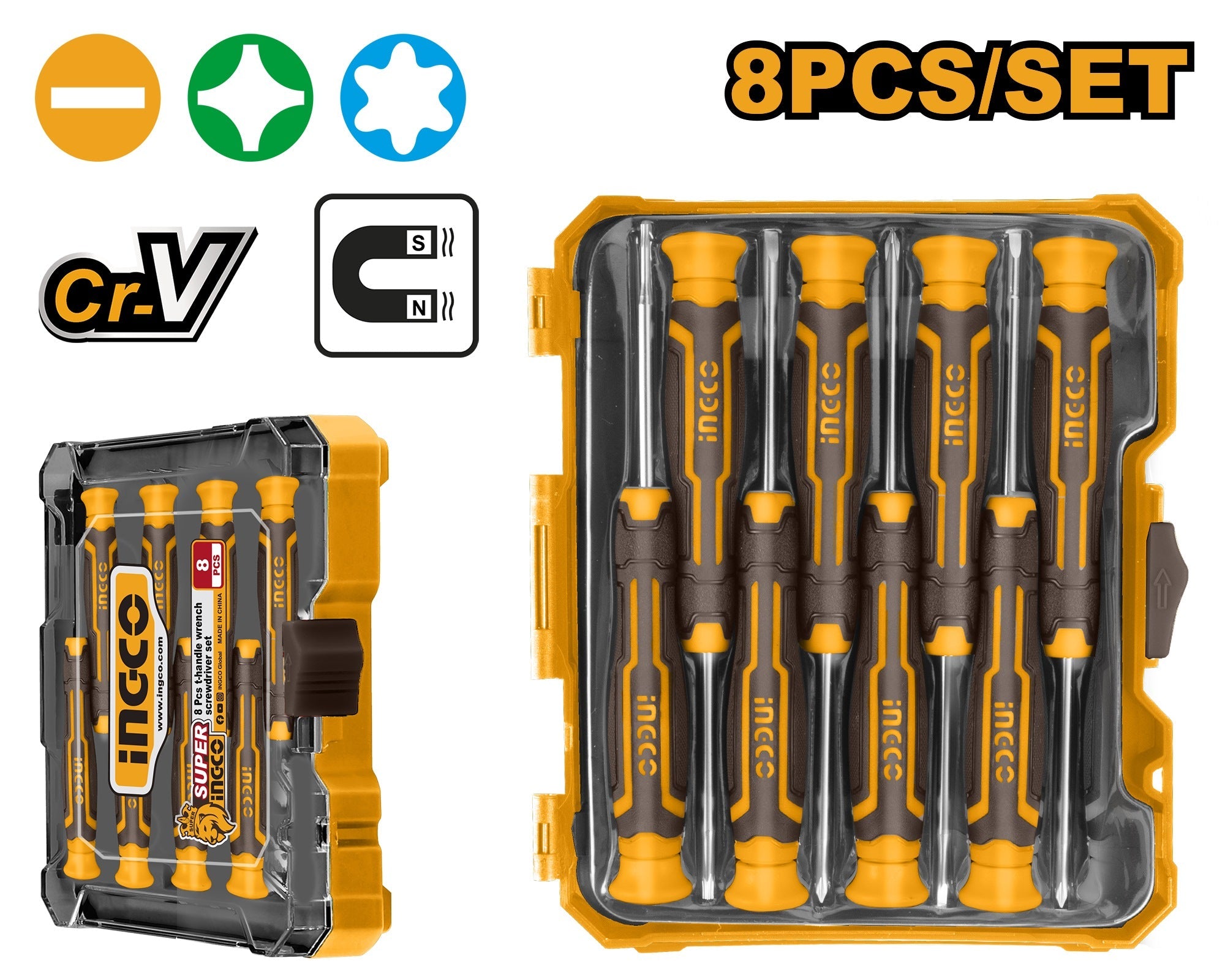 INGCO PRECISION SCREWDRIVER BITS  8 PCS
