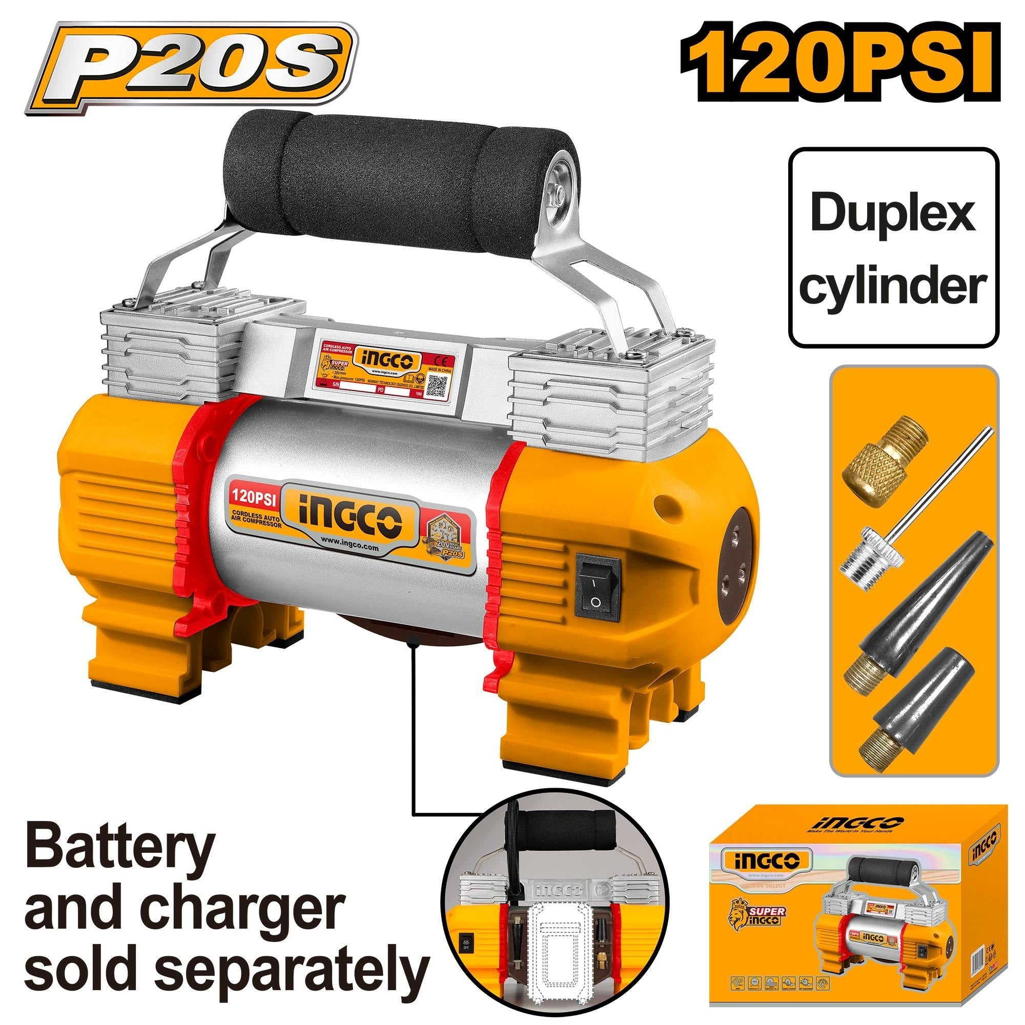 INGCO CORDLESS AUTO AIR COMPRESSOR CACLI2026