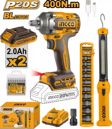 INGCO COMBO KIT 2 PCS IMPACT WRENCH 400NM   20V