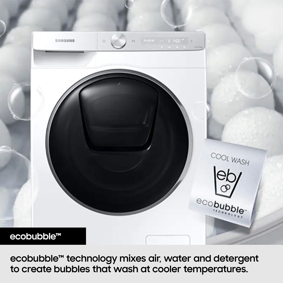 SAMSUNG WASHER DRYER FRONT LOADING 11KG/6KG ECOBUBBLE WHITE WD11DG5B15BEEF