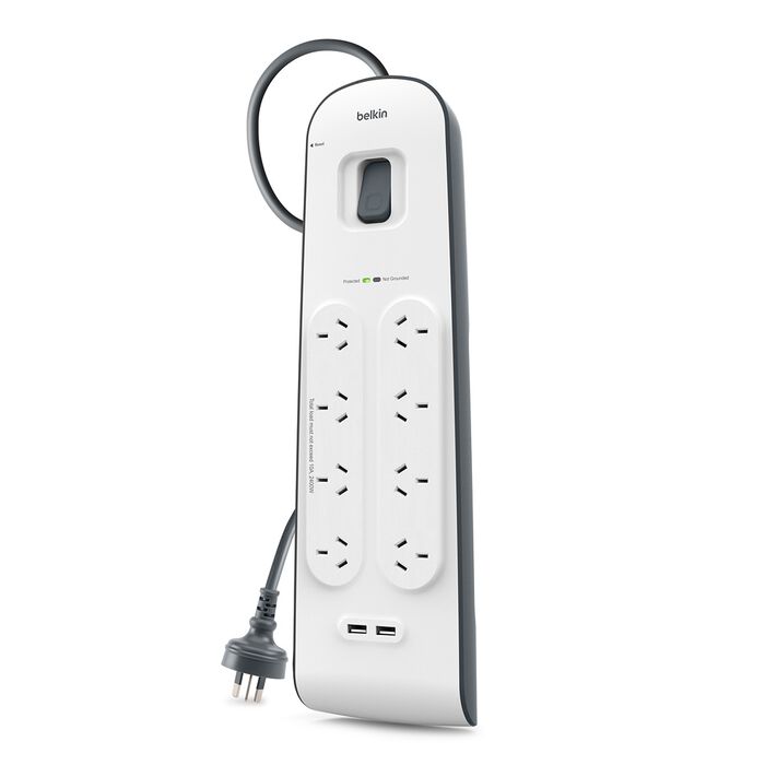 BELKIN 8-OUTLET SURGE PROTECTION STRIP WITH 2.4 AMP 2XUSB CHARGING BSV804AF2M