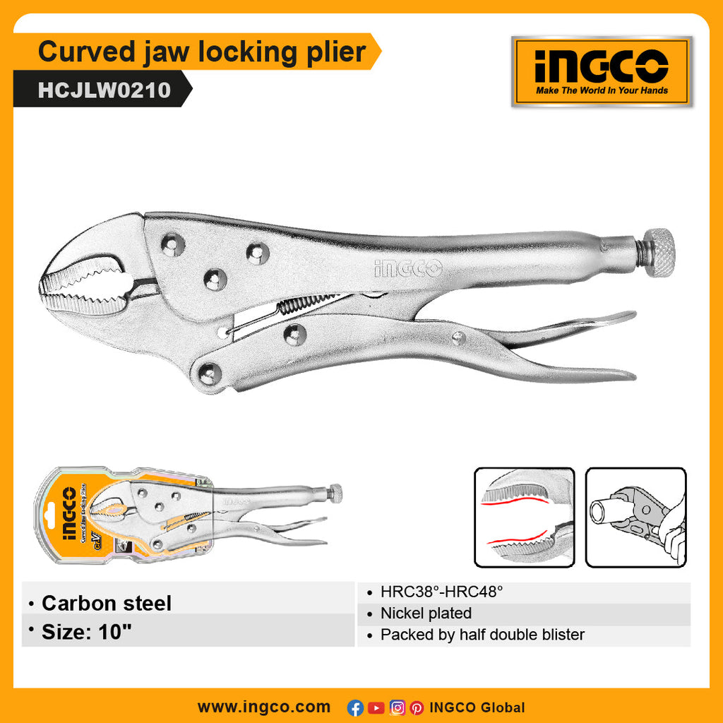 INGCO LOCKING PLIER CURVED JAW