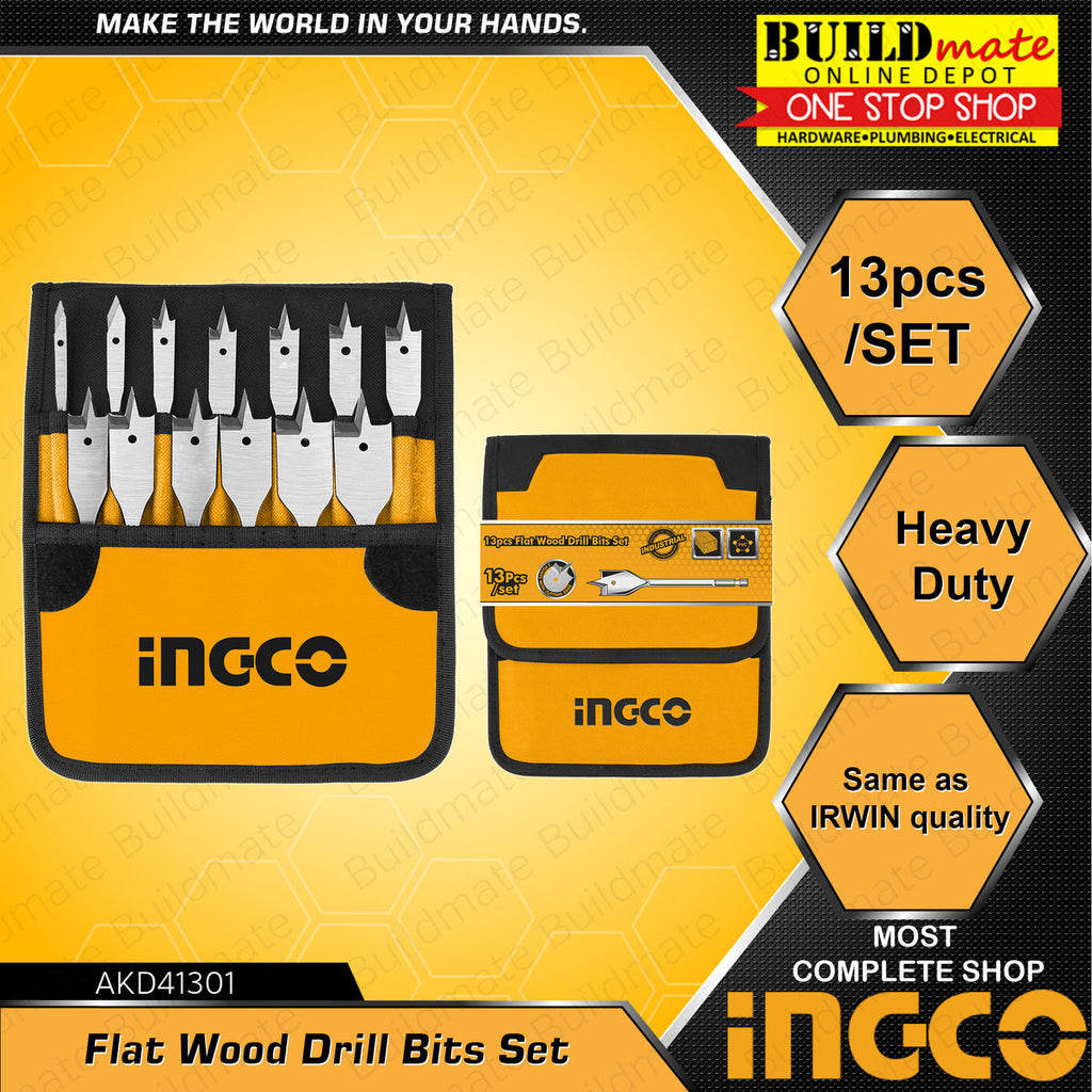 INGCO FLAT WOOD DRILL BITS SET OF 13 PCS