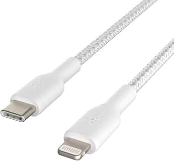 BELKIN BOOST CHARGE LIGHTNING TO USB-C CABLE_BRAIDED, 2M, WHITE CAA004BT2MWH