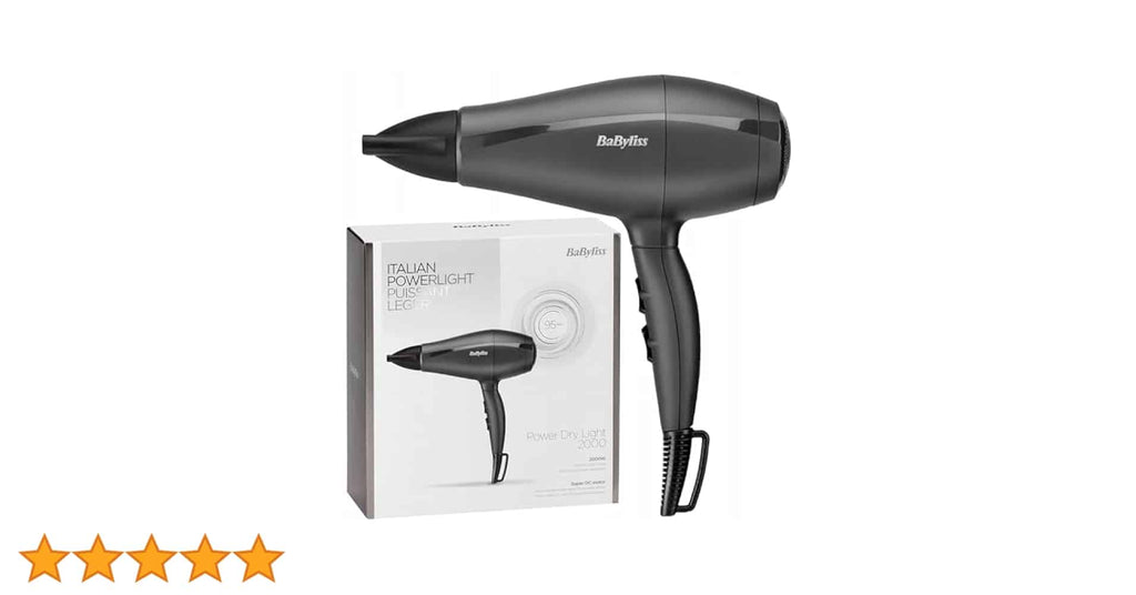 BABYLISS HAIR DRYER POWER DRY LIGHT 2000 WATTS, BLACK