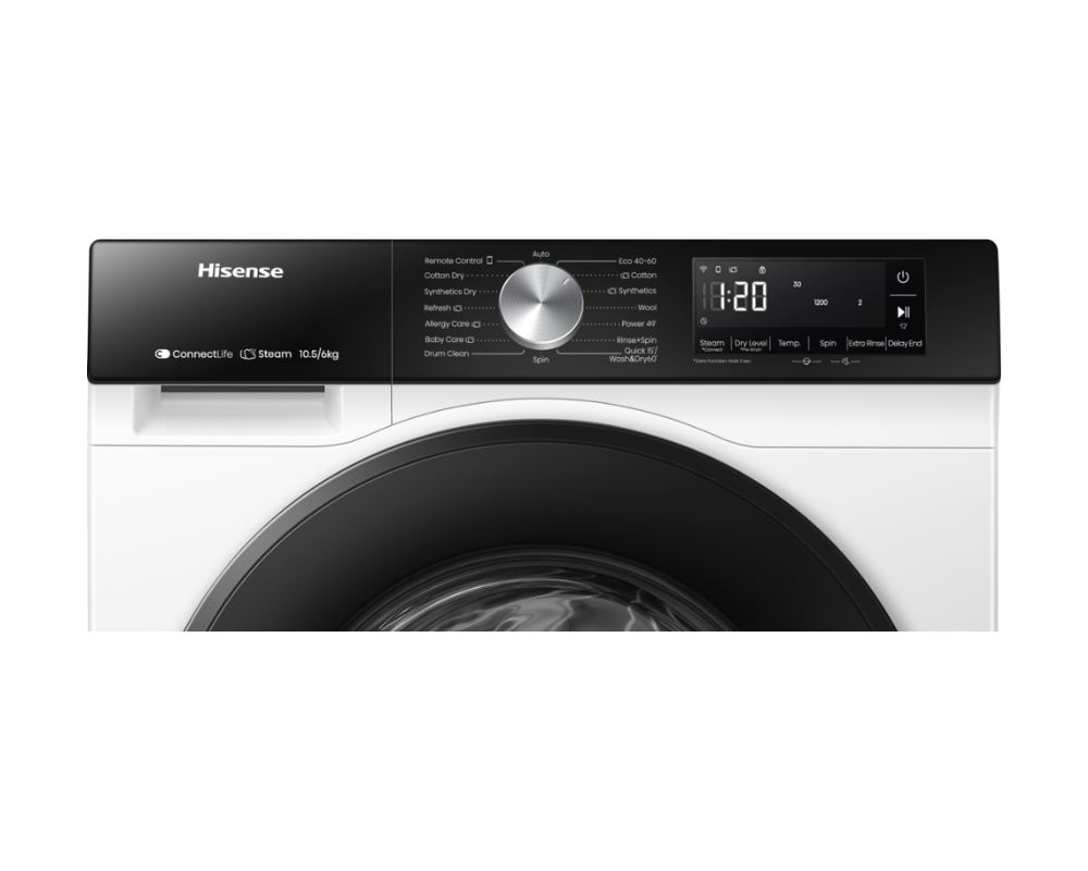 HISENSE 10.5KG FRONT LOADING WASHING & 6KG DRYER INVERTOR TITANIUM