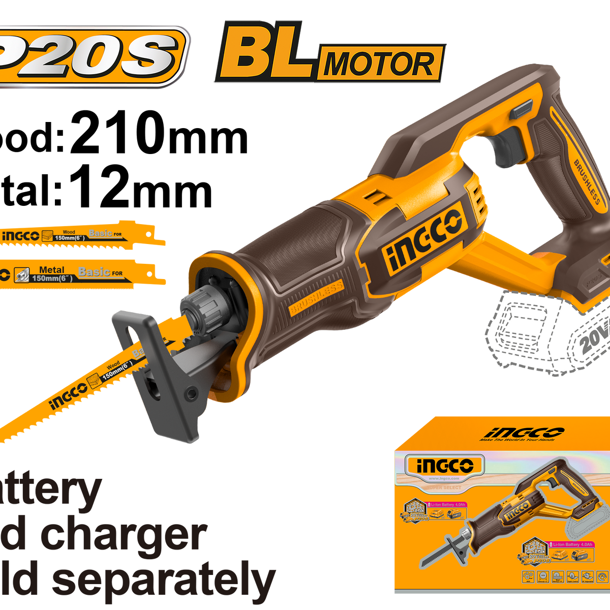 INGCO CORDLESS RECIPROCATING SAW CRSLI2108