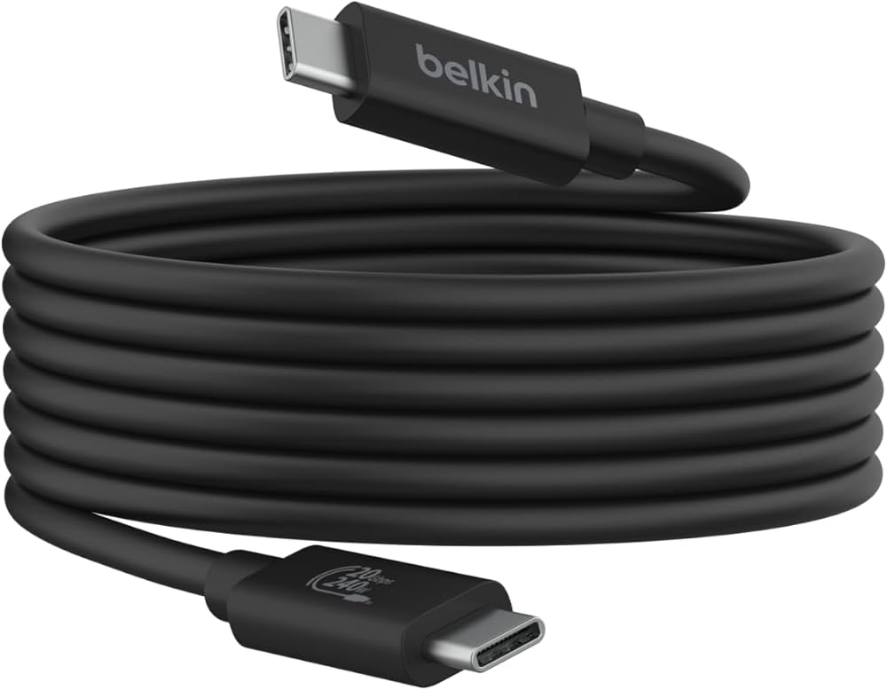 BELKIN USB4 CABLE, USB-C TO USB-C 240W 20GBPS 2M CABLE, 4K 60HZ RESOLUTION INZ004BT2MBK