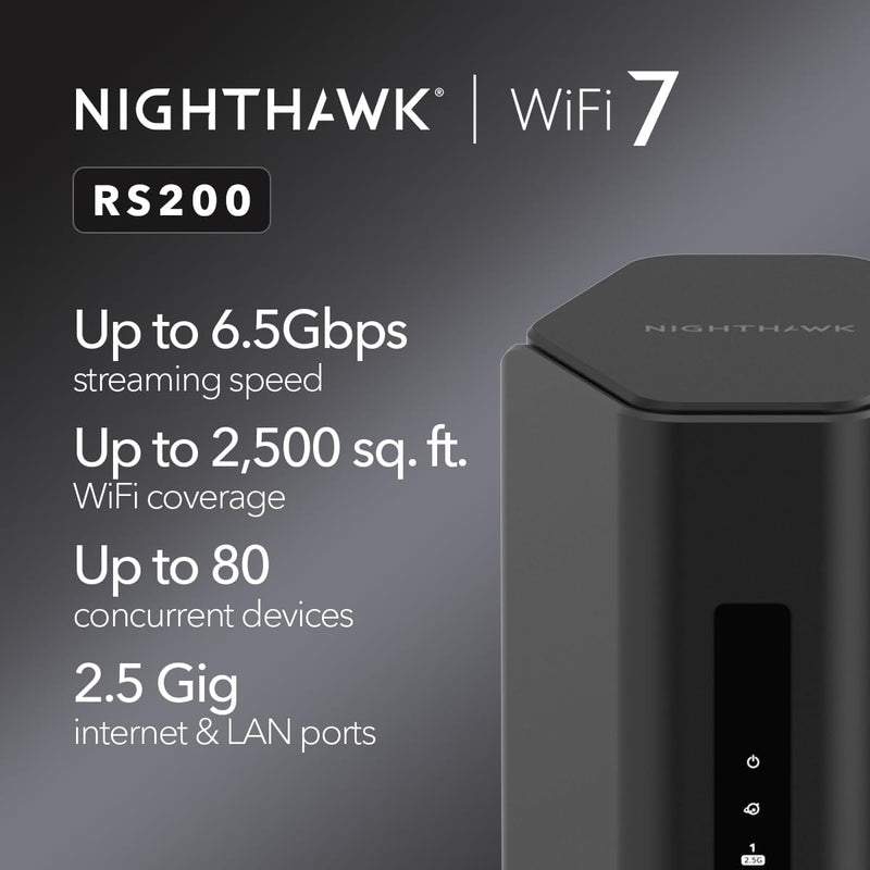 Netgear Nighthawk BE6500 Tri-Band WiFi 7 Router - 6.5Gbps