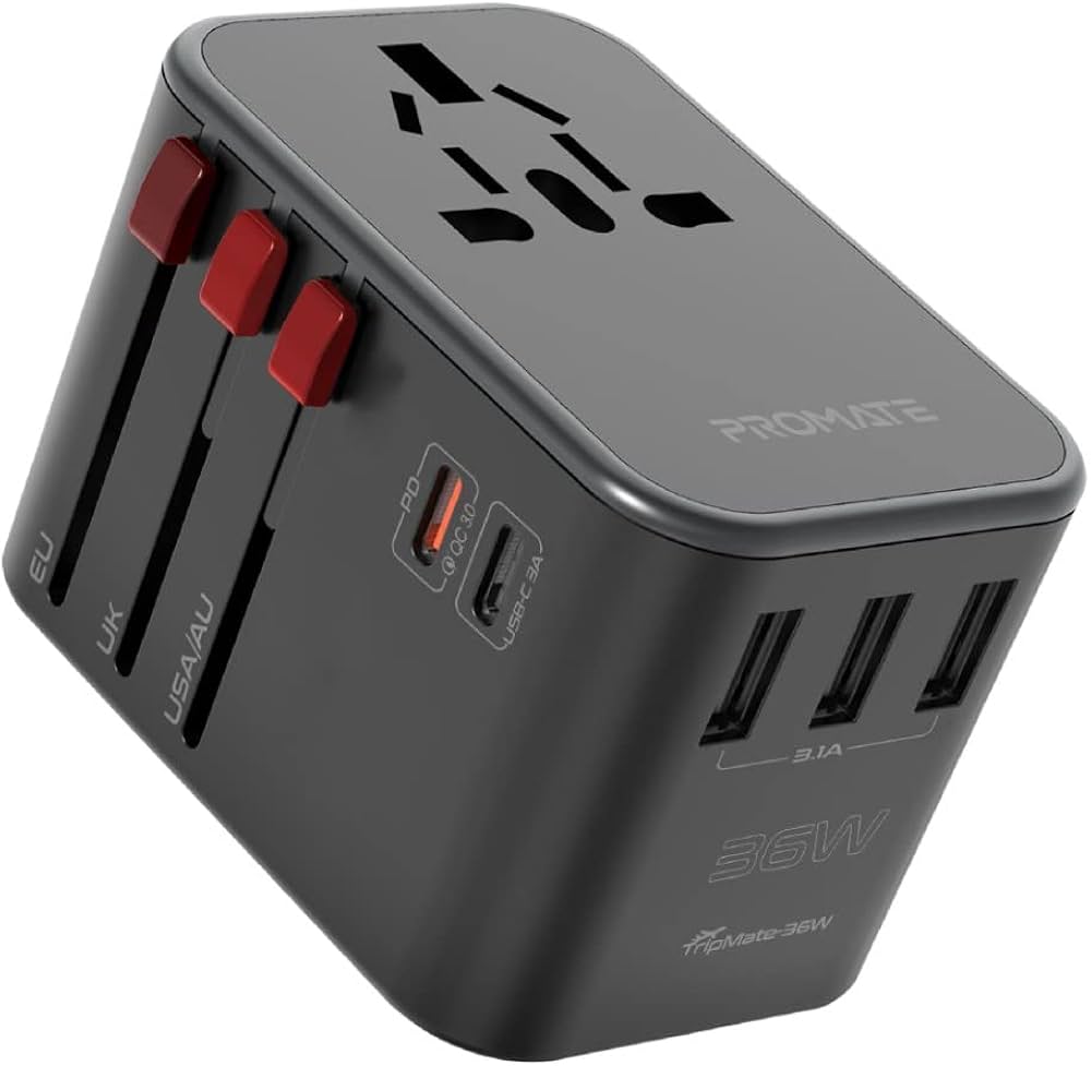 Promate Smart Charging Surge Protected Universal Travel Adapter (TripMate-36W) PRO-CH-TRIPMATE-36W