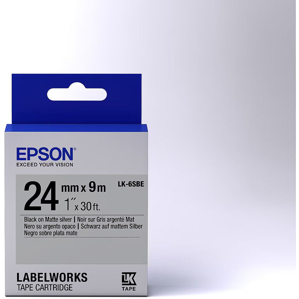EPSON LABEL CARTRIDGE MATTE LK-6SBE BLACK/MATT SILVER 24MM (9M)