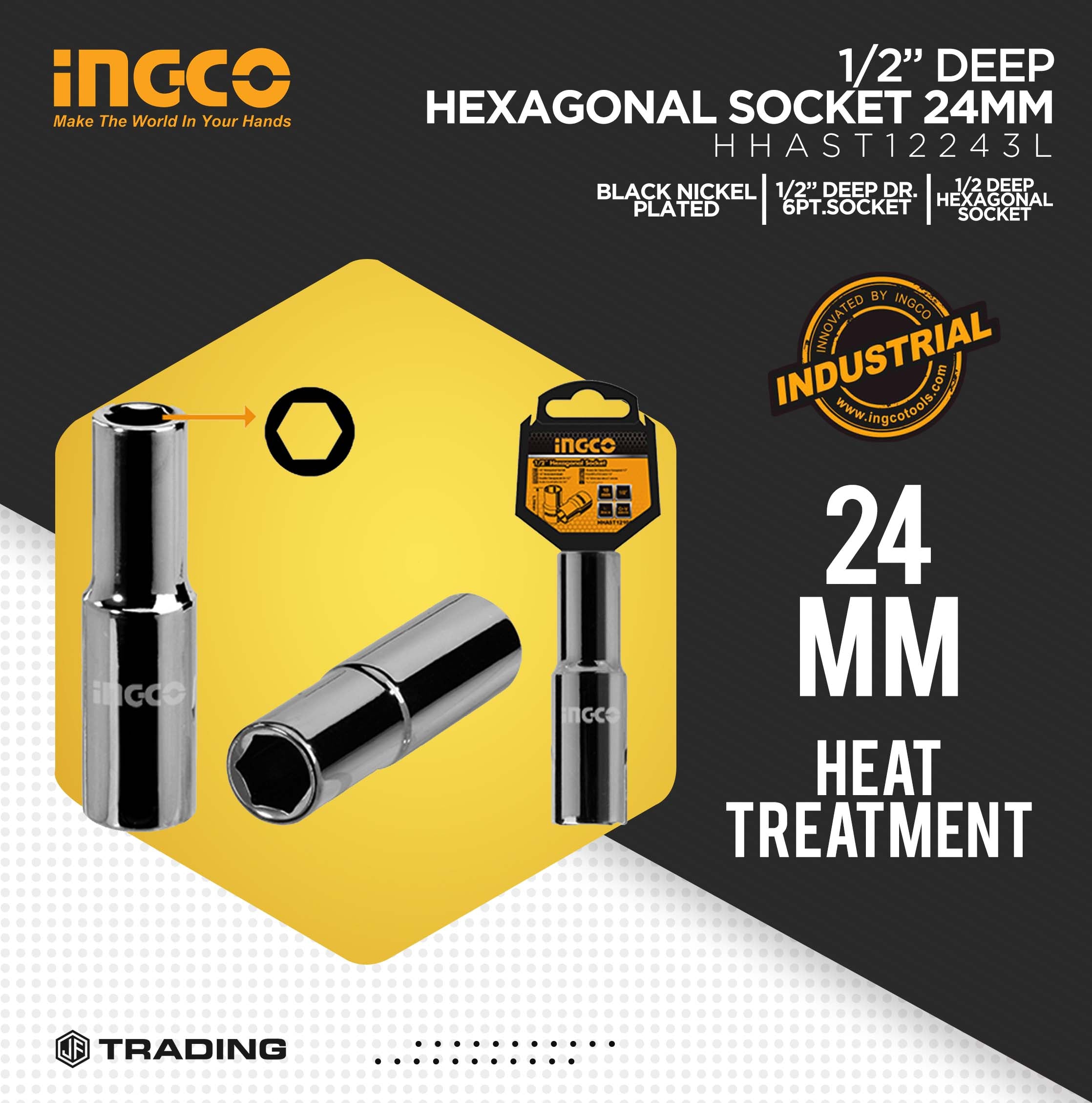 INGCO HEXAGONAL SOCKET 1\2 DEEP